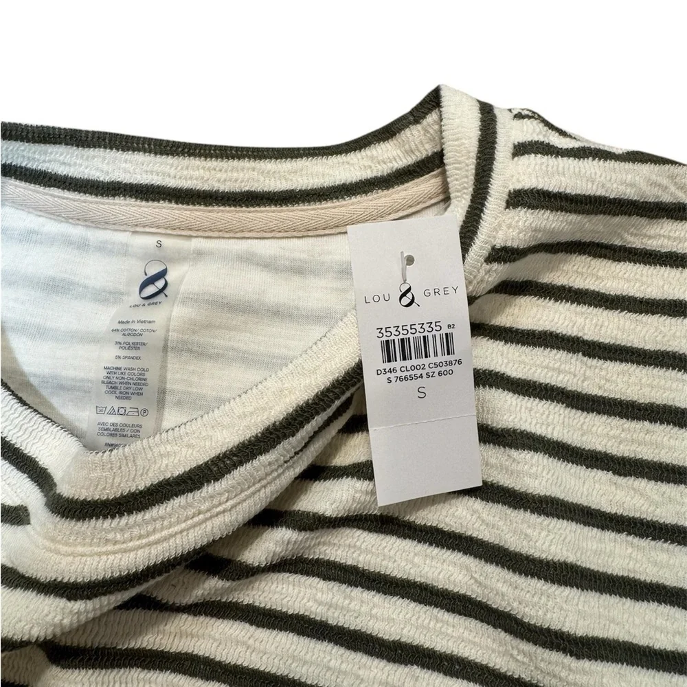 Lou & Grey Striped Drawstring Hem Crew Sweater NWT Size S